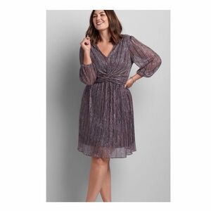Lane Bryant Metallic Striped Twist Front Midi Dress NWT